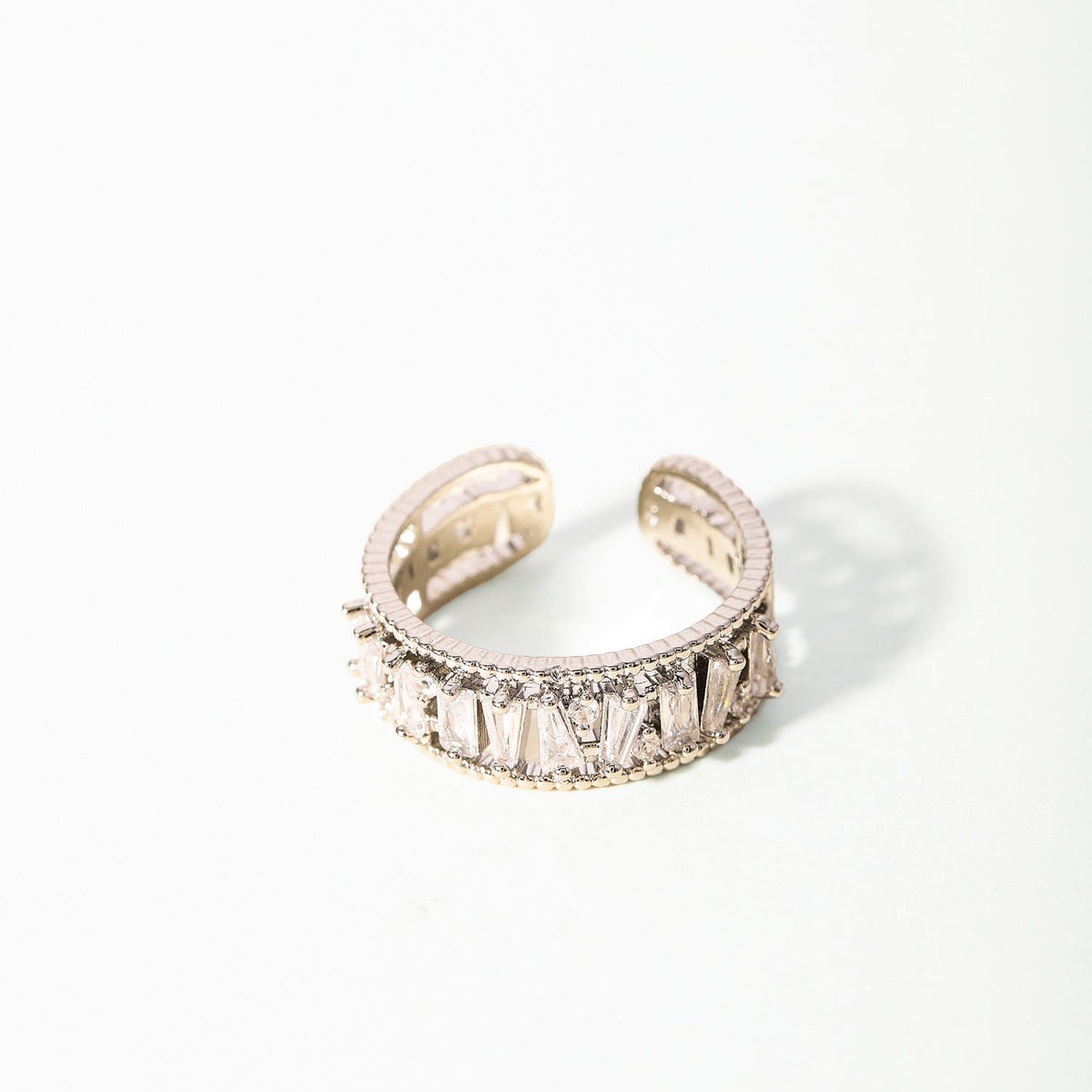 Gold Plated Diamond Inlay Ring | Copper Geometric