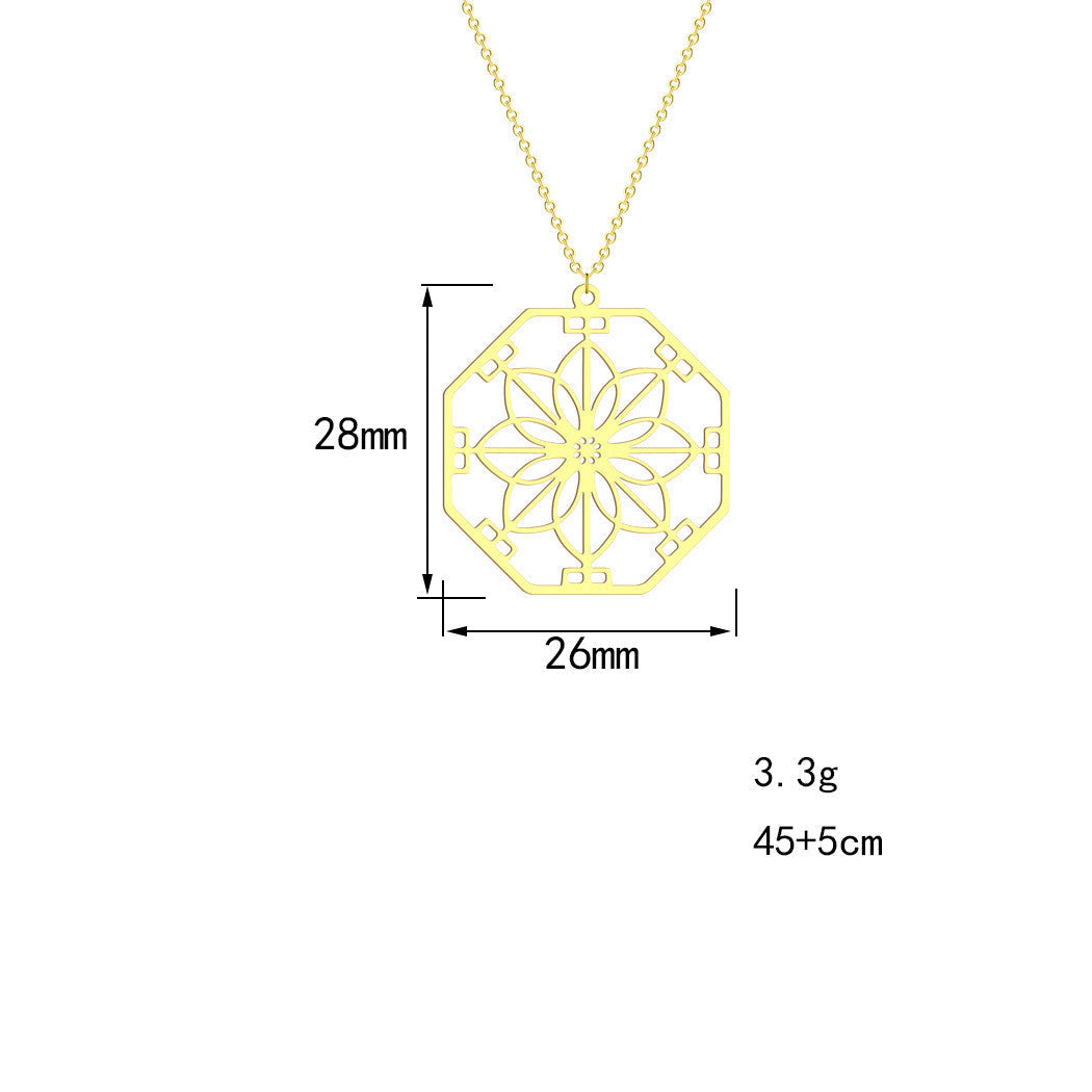 Mandala Flower Pendant Necklace | Intricate Geometric Design