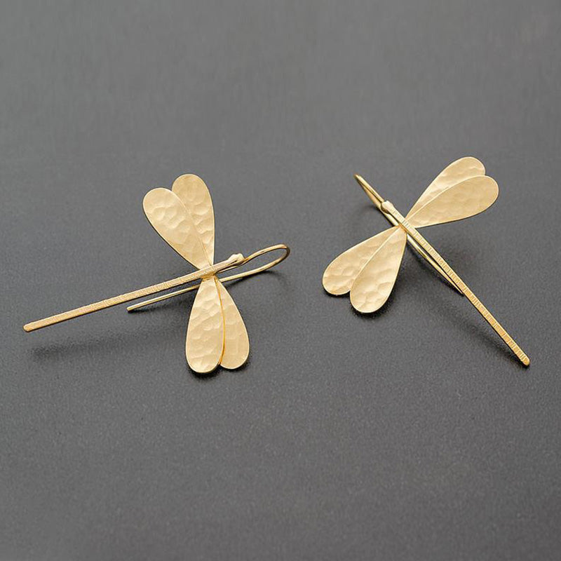 3D Gold Dragonfly Drop Earrings | Zinc Alloy Vintage 4.6cm