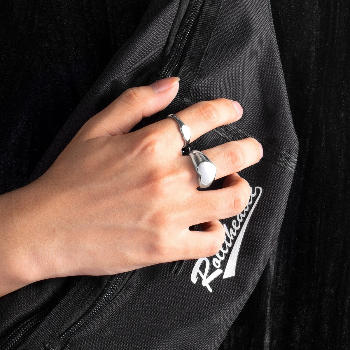 Hip Hop Love Couple Ring | Titanium Steel Heart Pinky Ring
