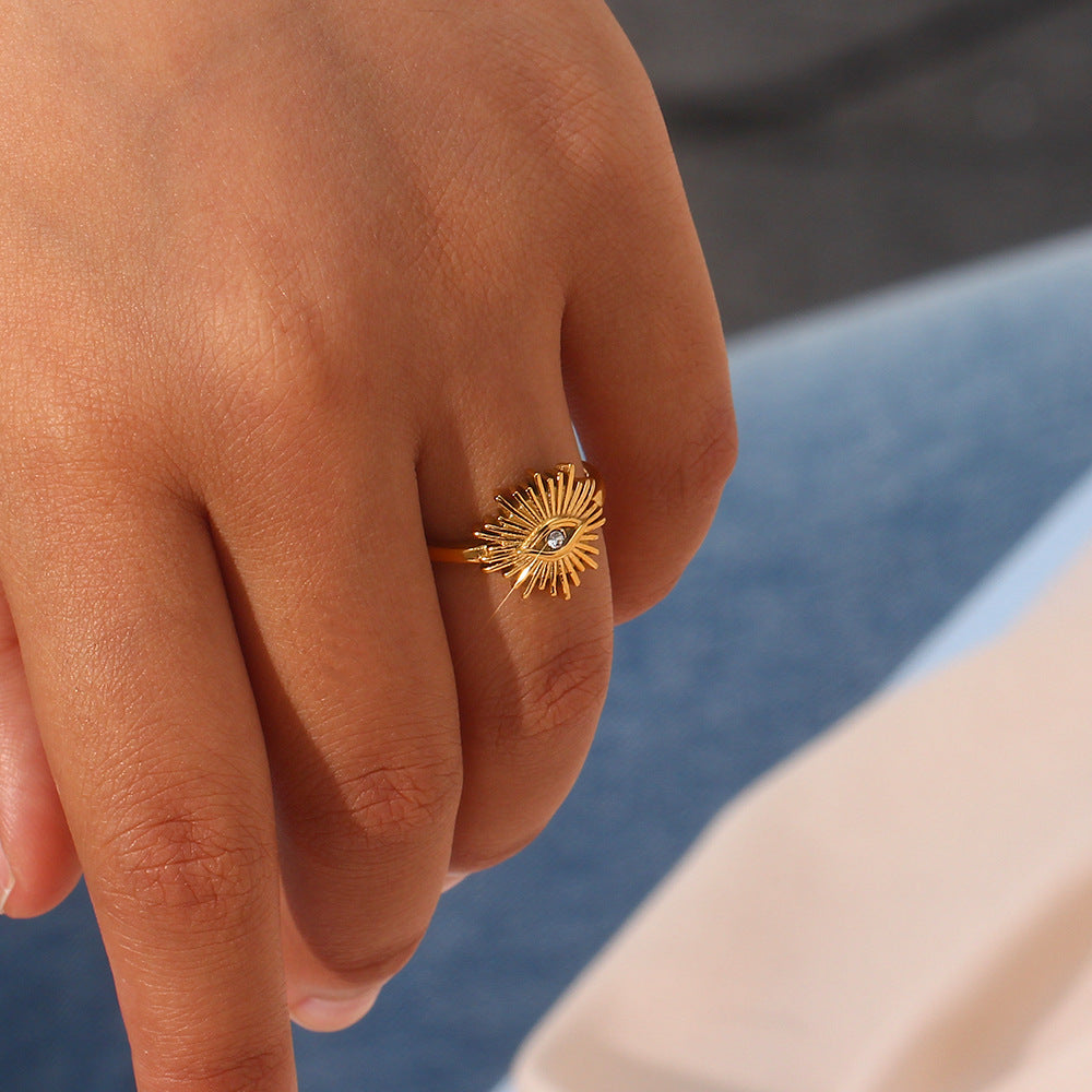 Solana Devil's Eye Open Ring | Stainless Steel Women's Gold