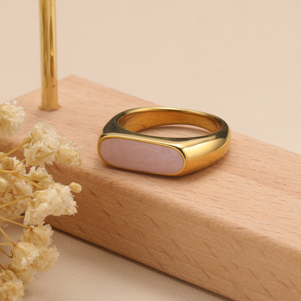 Oil Drip Geometric Titanium Ring | Gold Plated Non-Fading 5 Colours