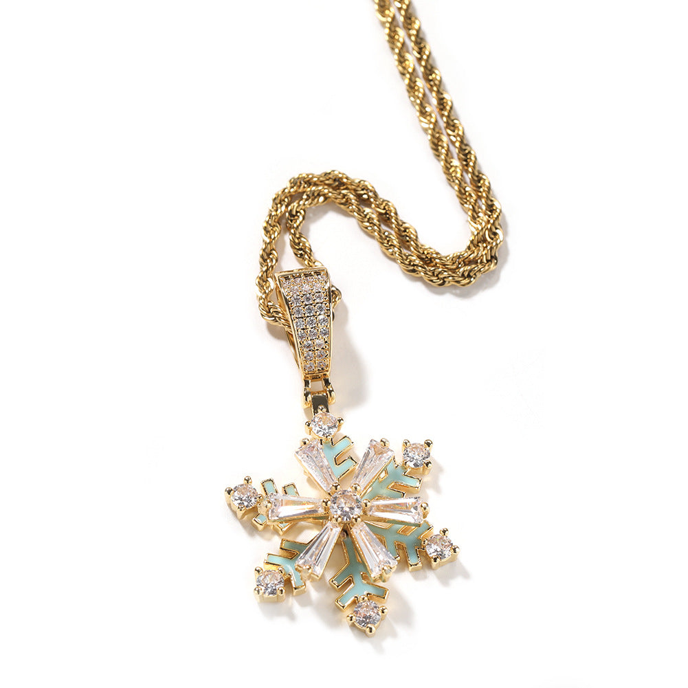 Spinning Snowflake Luminous Pendant Necklace