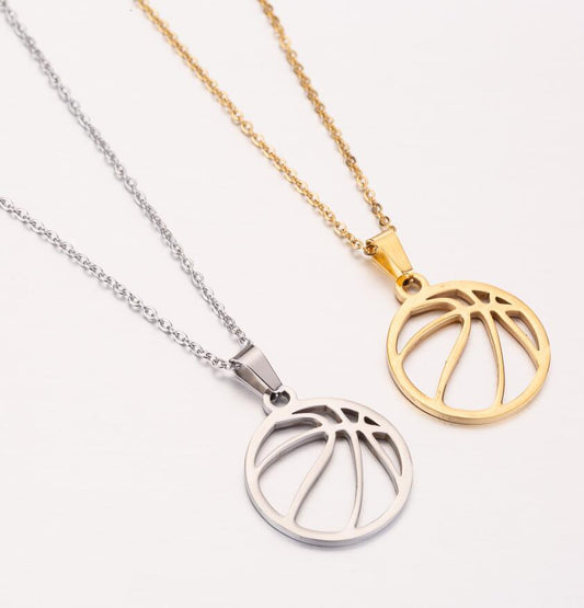Volleyball Pendant Necklace in Stainless Steel