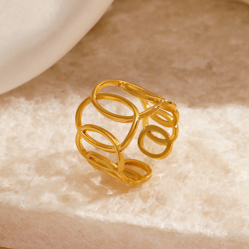 Ellipse Cross Open Ring for Women | Stainless Steel