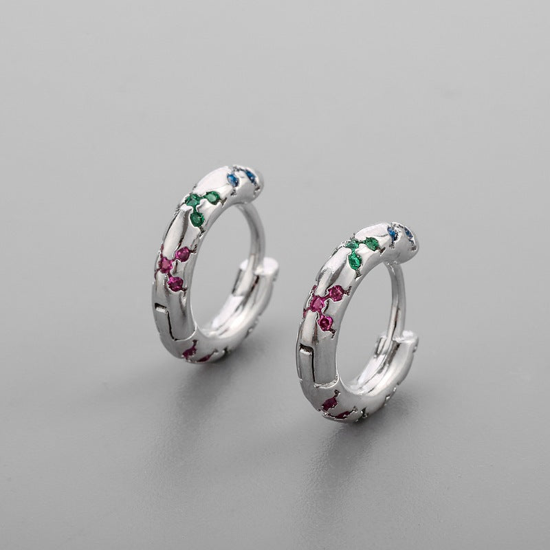 Korean Diamond Embedded Earrings | Copper Gold Silver Versatile