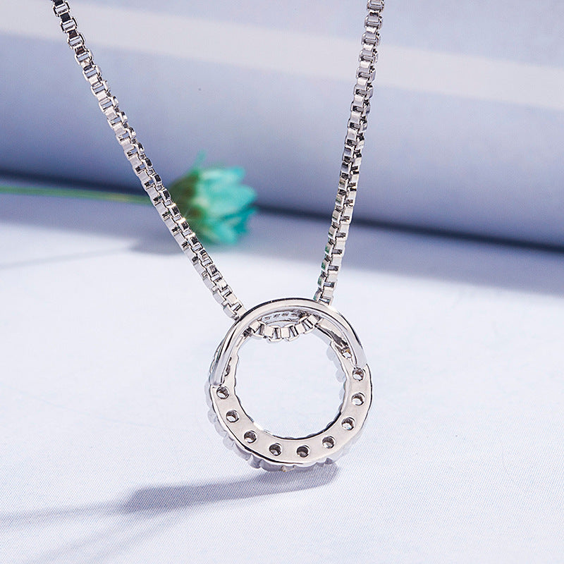 Round Zircon Diamond Pendant Necklace | Collarbone Chain