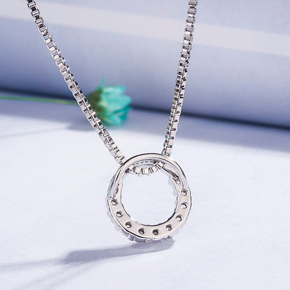 Round Zircon Diamond Pendant Necklace | Collarbone Chain