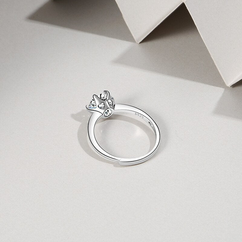 Sterling Silver Zircon Solitaire Ring