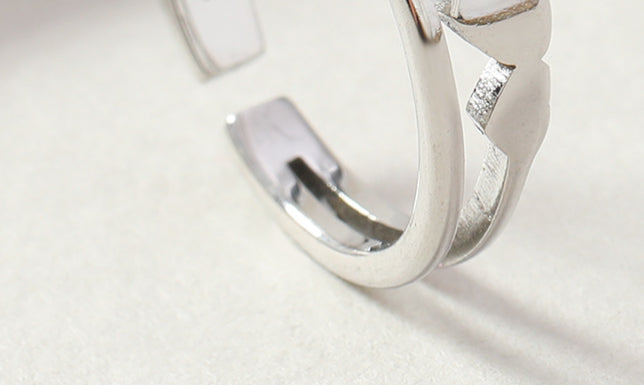 Titanium Steel Open-End Couple Ring | Love Heart Design