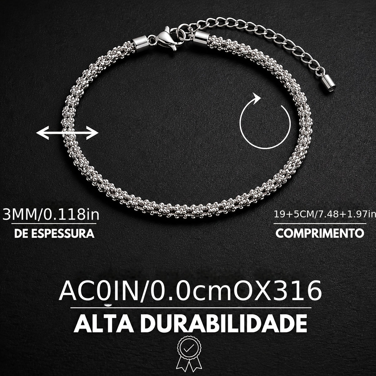 Men's 3mm Wheat Chain Bracelet