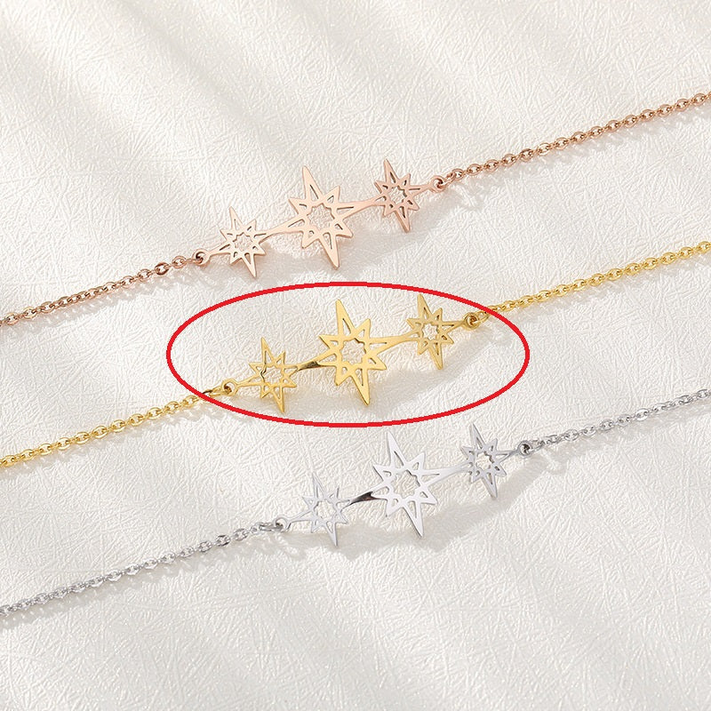 Star Pendant Chain Bracelet in Stainless Steel for Women