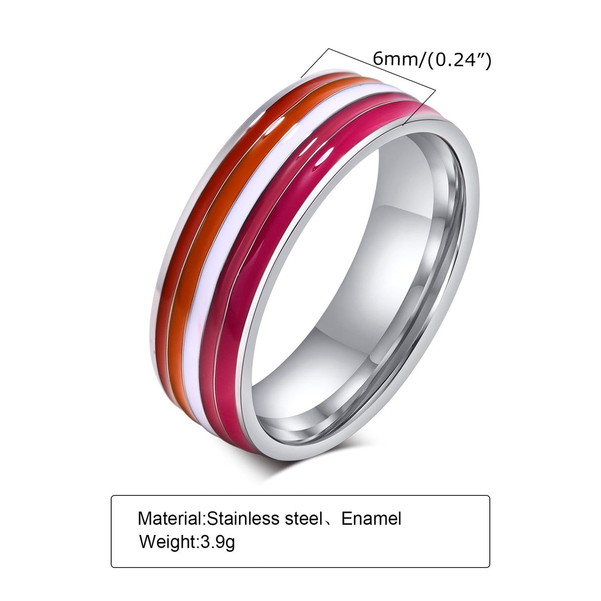 Rainbow Flag Titanium Steel Ring | 8mm Men's Colourful Band
