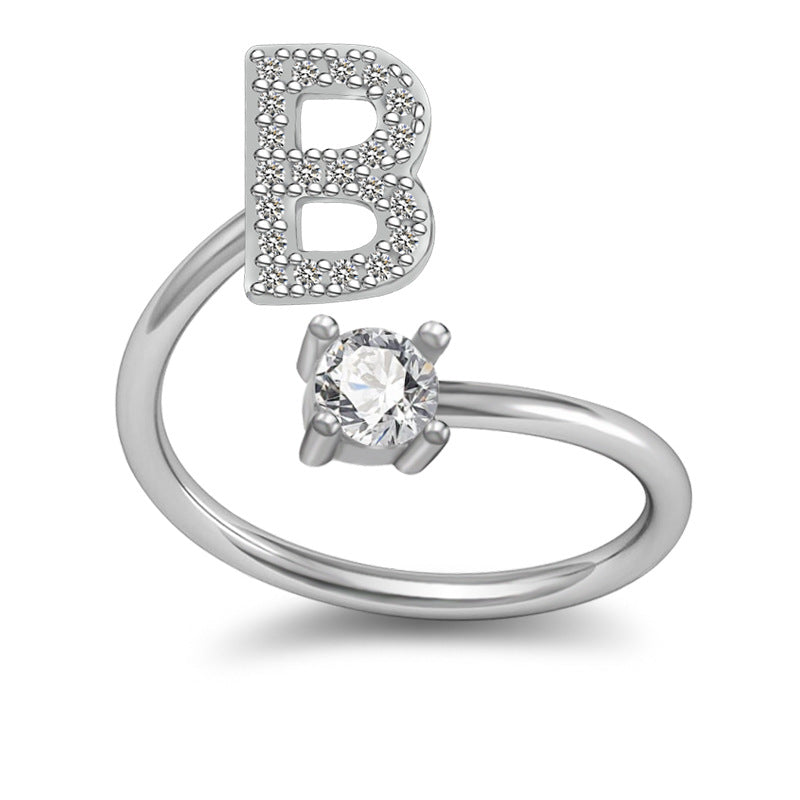 A-Z Initial Letter Ring for Women and Men | Adjustable Alloy