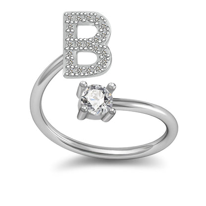A-Z Initial Letter Ring for Women and Men | Adjustable Alloy