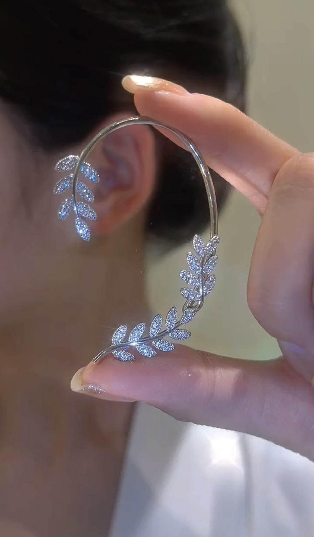 Willow Zircon Tree Earrings | Detachable Micro-Inlaid Before and After