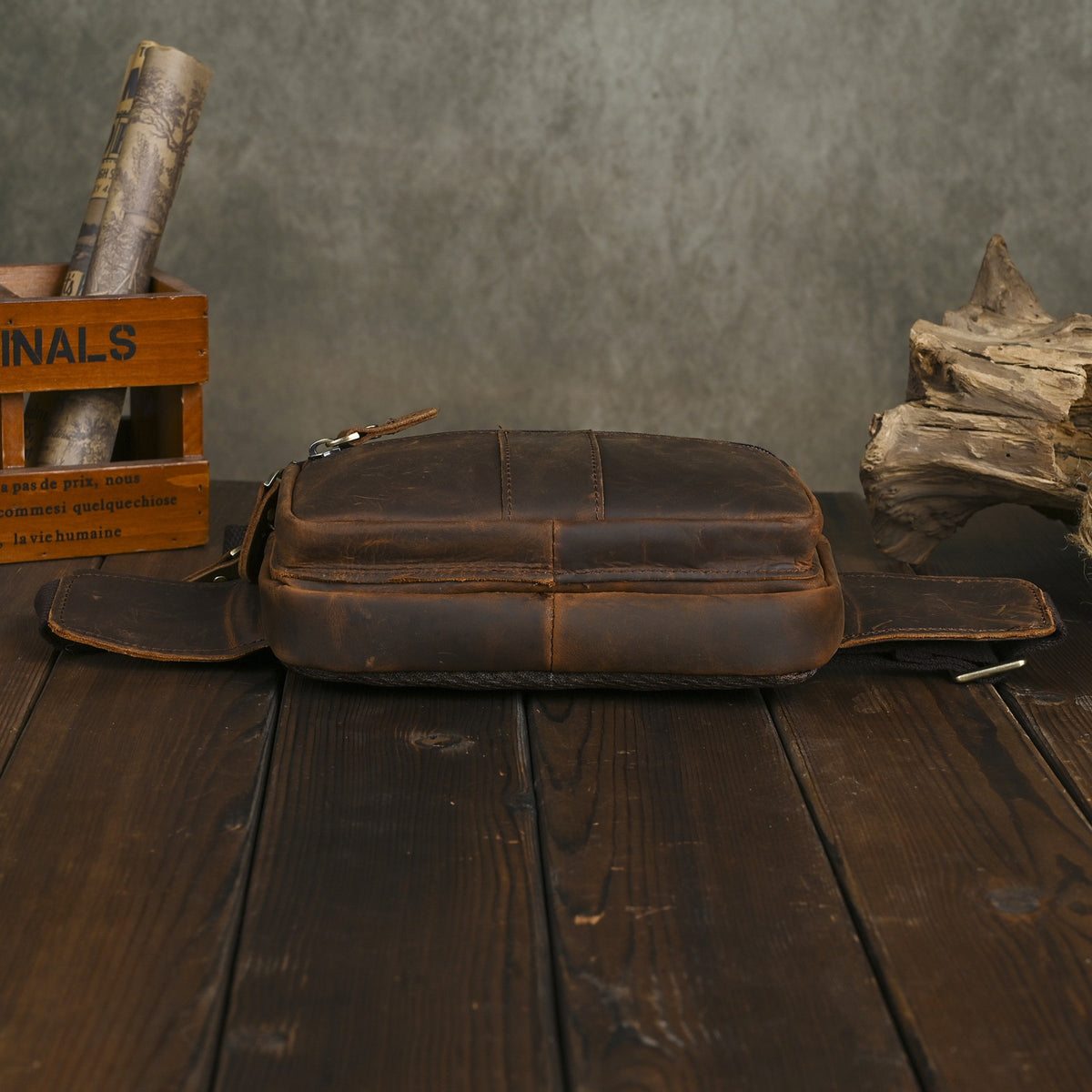 Men's Genuine Leather Waist Belt Pouch KZ342