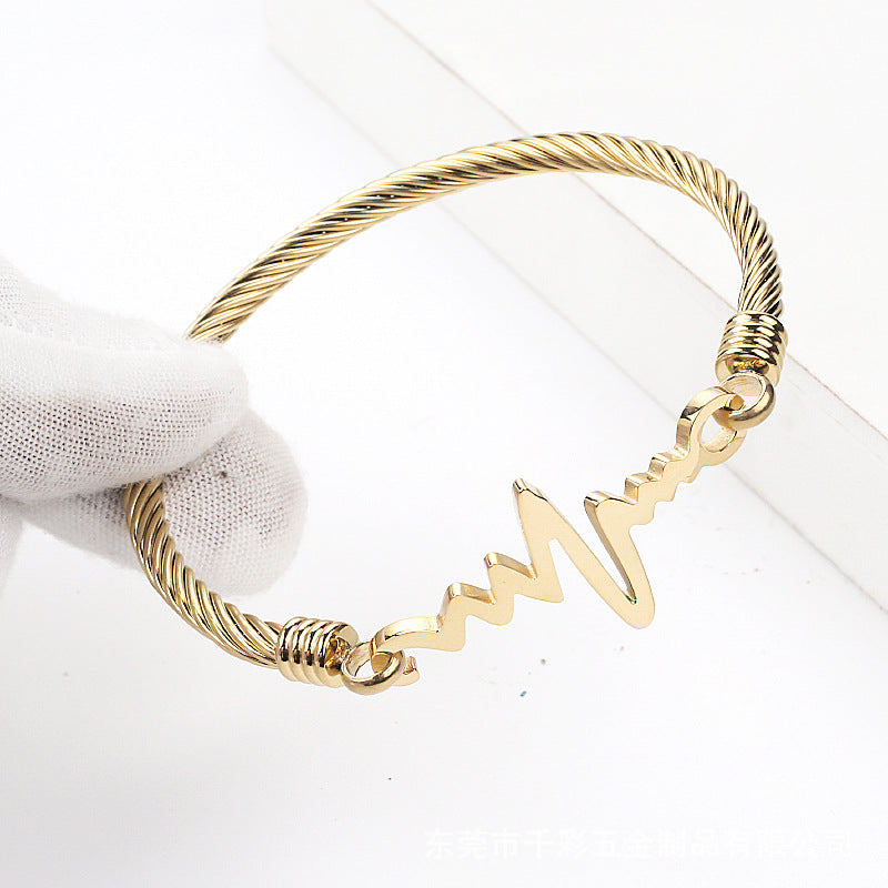 ECG Heartbeat Stainless Steel Bracelet for Women