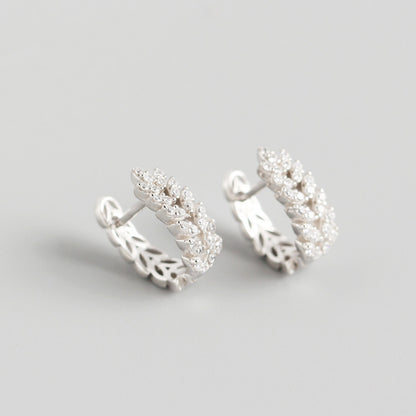 Korean Diamond Embedded Earrings | Copper Gold Silver Versatile