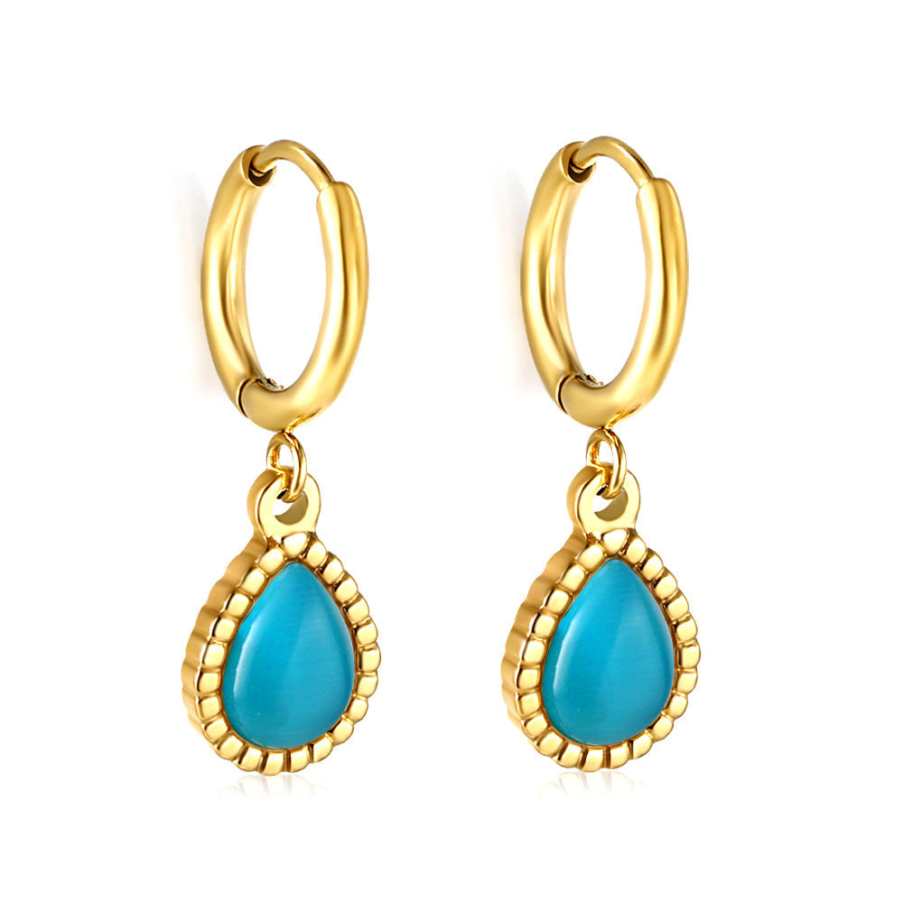 Simple Retro Drop Earrings | Stainless Steel Multi-Colour