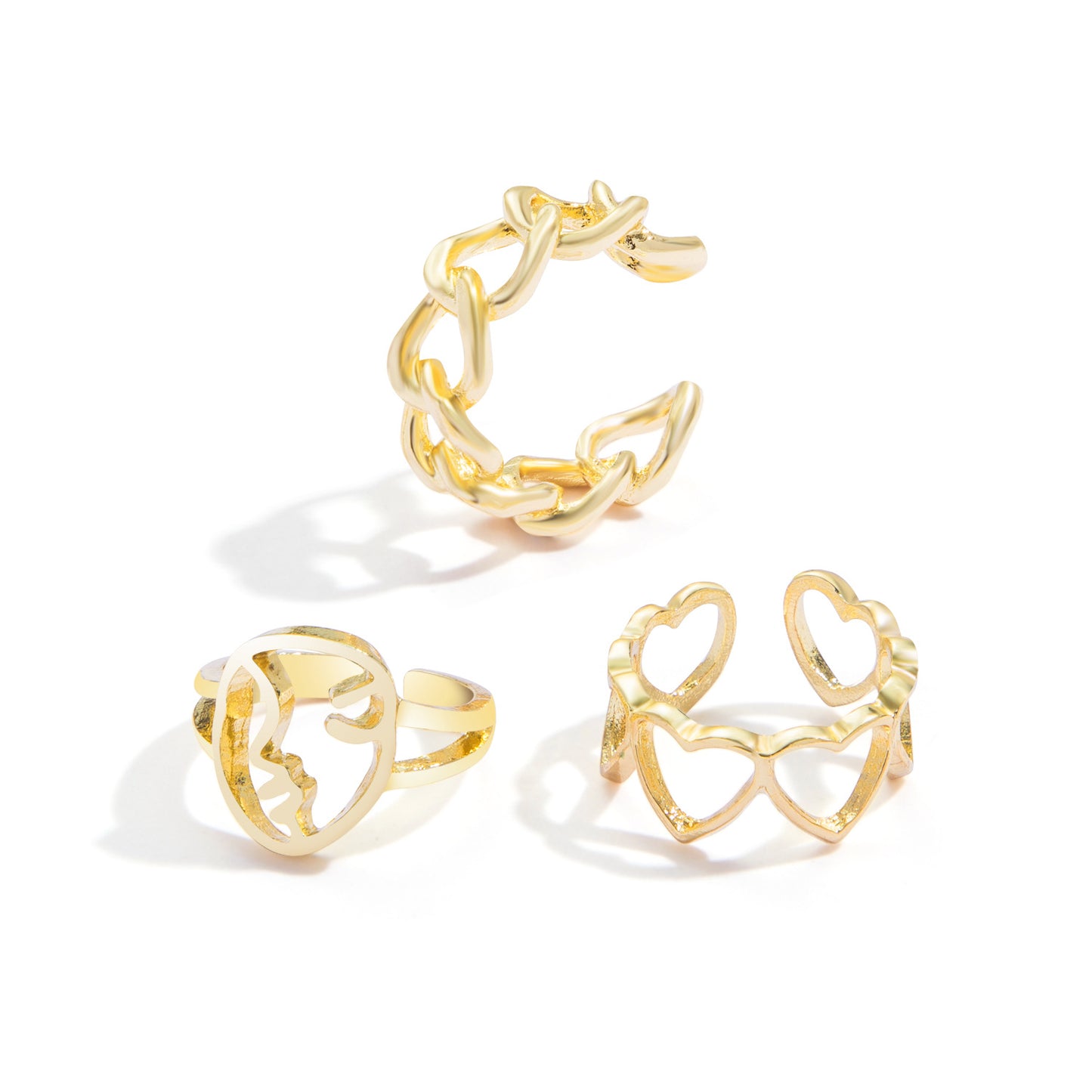 Butterfly 2-Piece Couple Ring Set | Punk INS Style Gold Silver