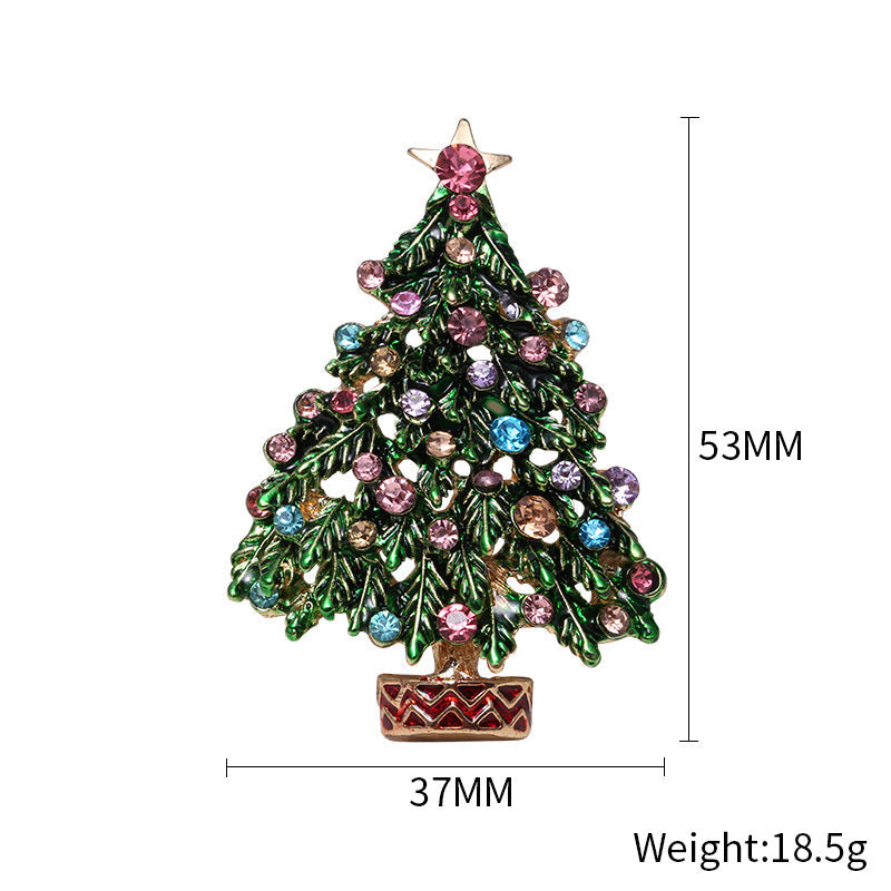 Christmas Tree Brooch | Alloy Korean Diamond Oil Drop 37x53mm
