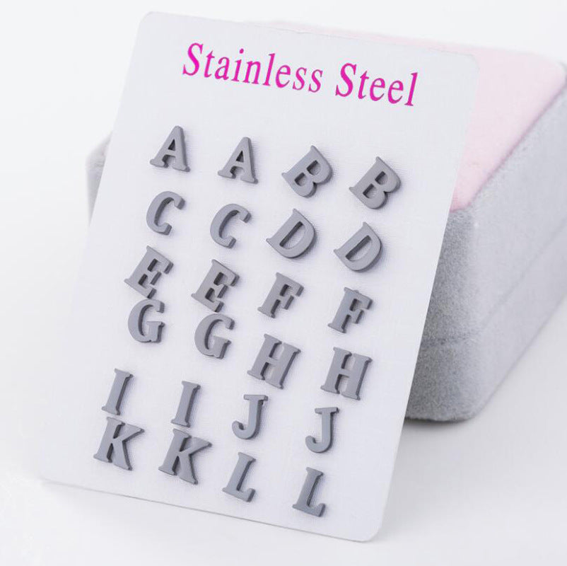 Stainless Steel Letter Stud Earrings | Electroplated Individually Packed