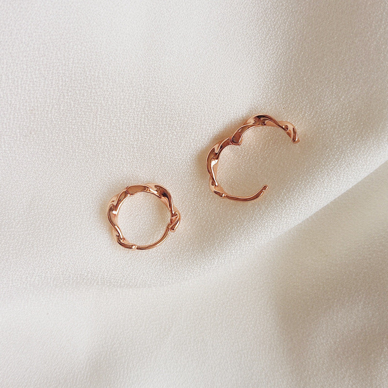 Korean Diamond Embedded Earrings | Copper Gold Silver Versatile