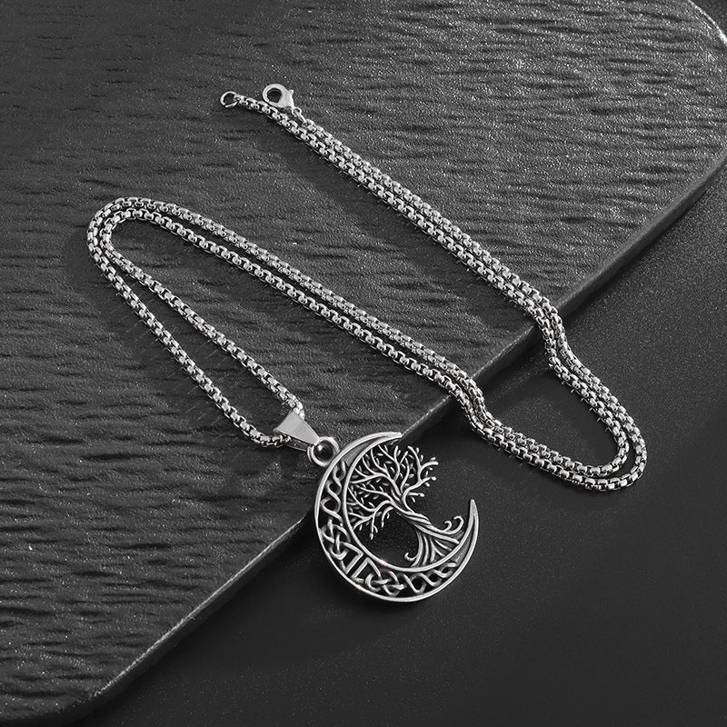 Nordic Viking Celtic Knot Tree of Life Pendant Necklace | Titanium Steel