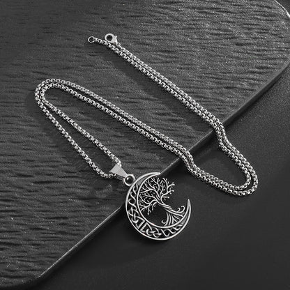 Nordic Viking Celtic Knot Tree of Life Pendant Necklace | Titanium Steel