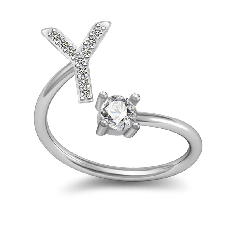 A-Z Initial Letter Ring for Women and Men | Adjustable Alloy
