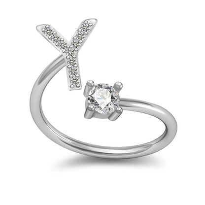 A-Z Initial Letter Ring for Women and Men | Adjustable Alloy