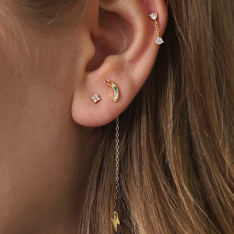 Mini Clover Zircon Stud Earrings | Copper Platinum Gold 3-5mm