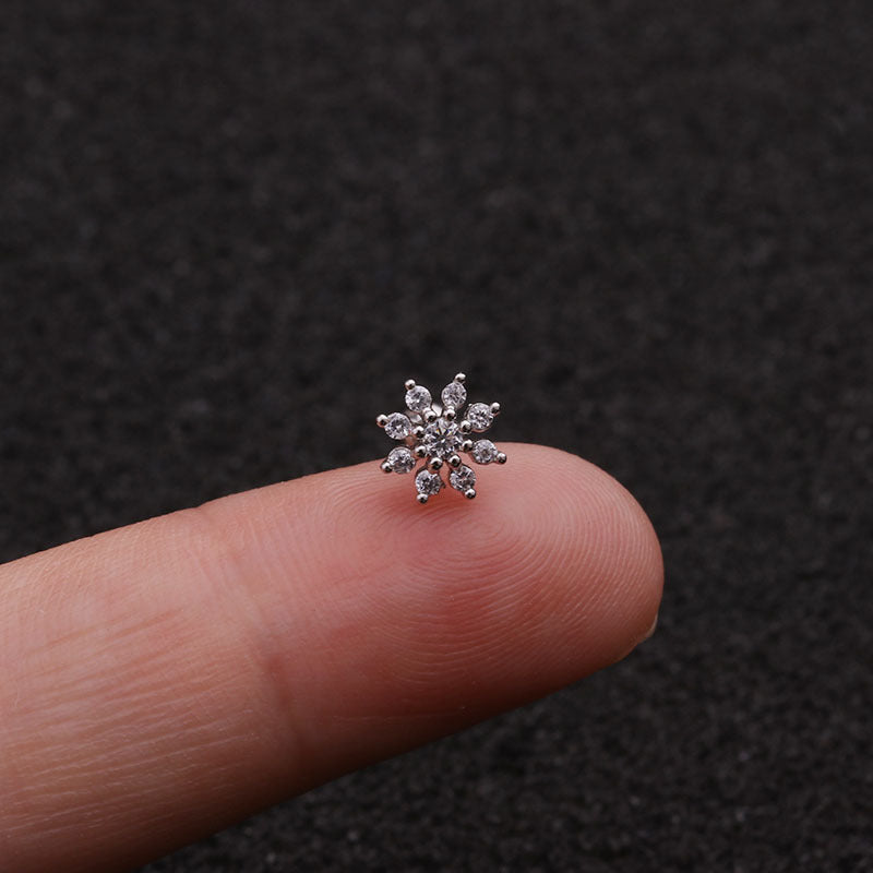 Zircon Flower Stud Earrings | Metal Gold Silver Rose Gold Fashion OL