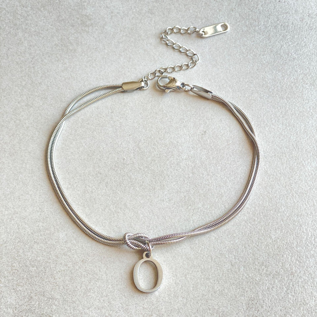 Initial Letter Love Knot Bracelet for Women | Gold Snake Chain