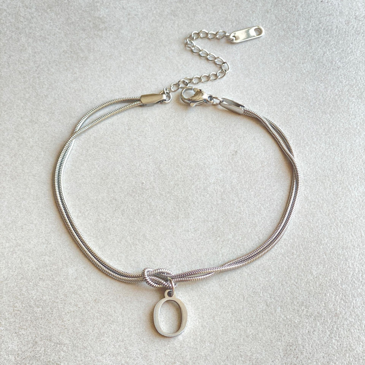 Initial Letter Love Knot Bracelet for Women | Gold Snake Chain
