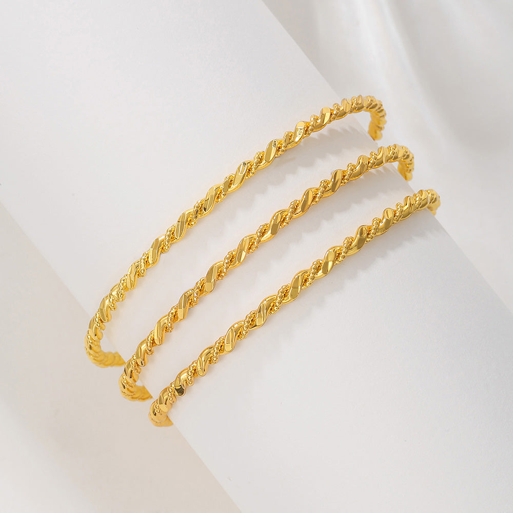 Gold Twist Rope Bracelet for Women | Vacuum Plated Beryllium Copper