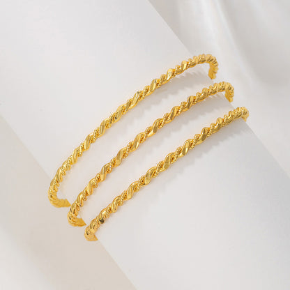 Gold Twist Rope Bracelet for Women | Vacuum Plated Beryllium Copper