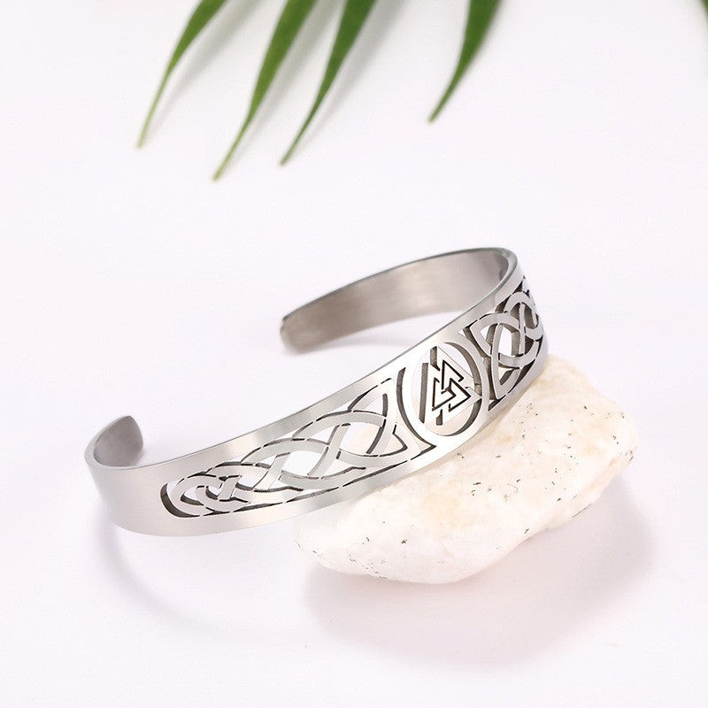 Valknut and Celtic Design Stainless Steel Bracelet