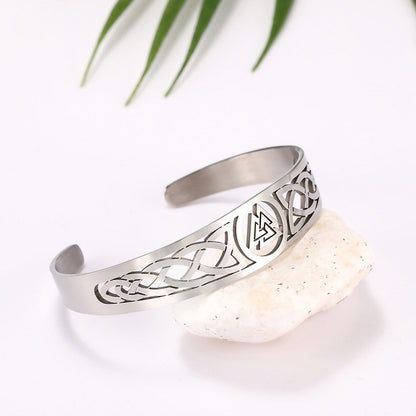 Valknut and Celtic Design Stainless Steel Bracelet