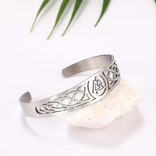 Valknut and Celtic Design Stainless Steel Bracelet