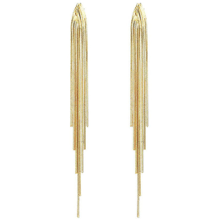 Long Fringe Tassel Earrings | Copper Gold Silver Gun Black