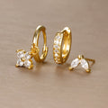 Flower Diamond Stacked Earring Set | Copper INS Gold Silver