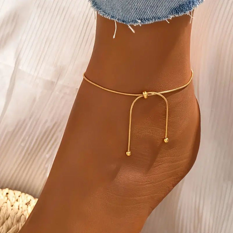 Ball Bead Ankle Bracelet | Alloy Flower Minimalist Adjustable