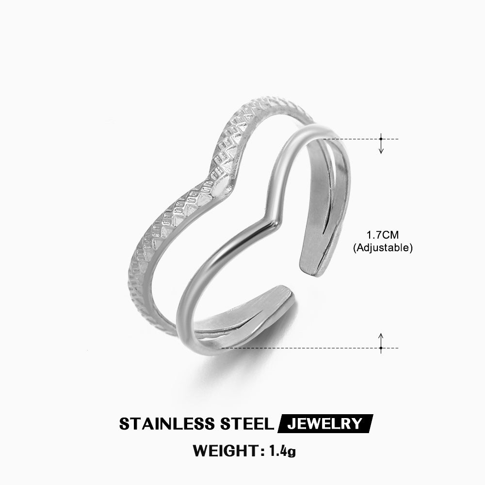 V-Shape Titanium Steel Open Ring | INS Style Women's Gold Silver
