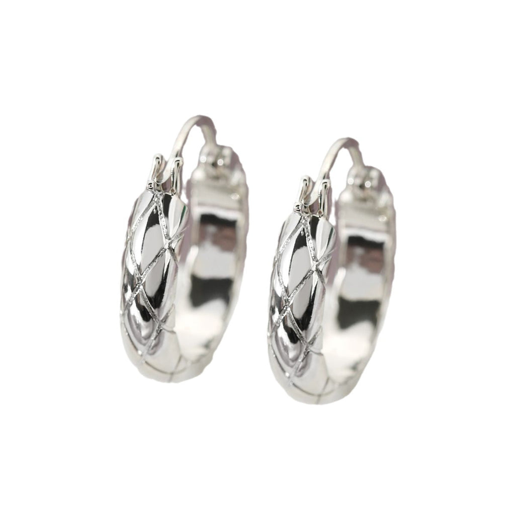 Glossy Diamond Plaid Earrings | Copper European Style Gold Silver