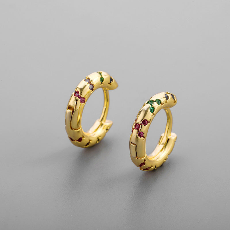 Korean Diamond Embedded Earrings | Copper Gold Silver Versatile