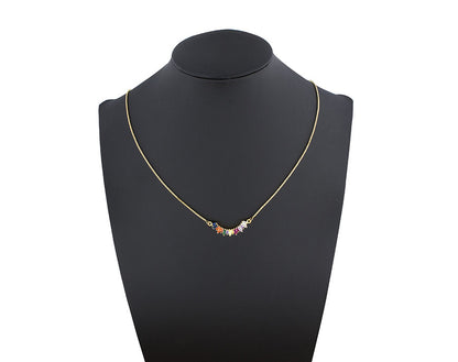 Geometric Rainbow Zircon Pendant Necklace for Women