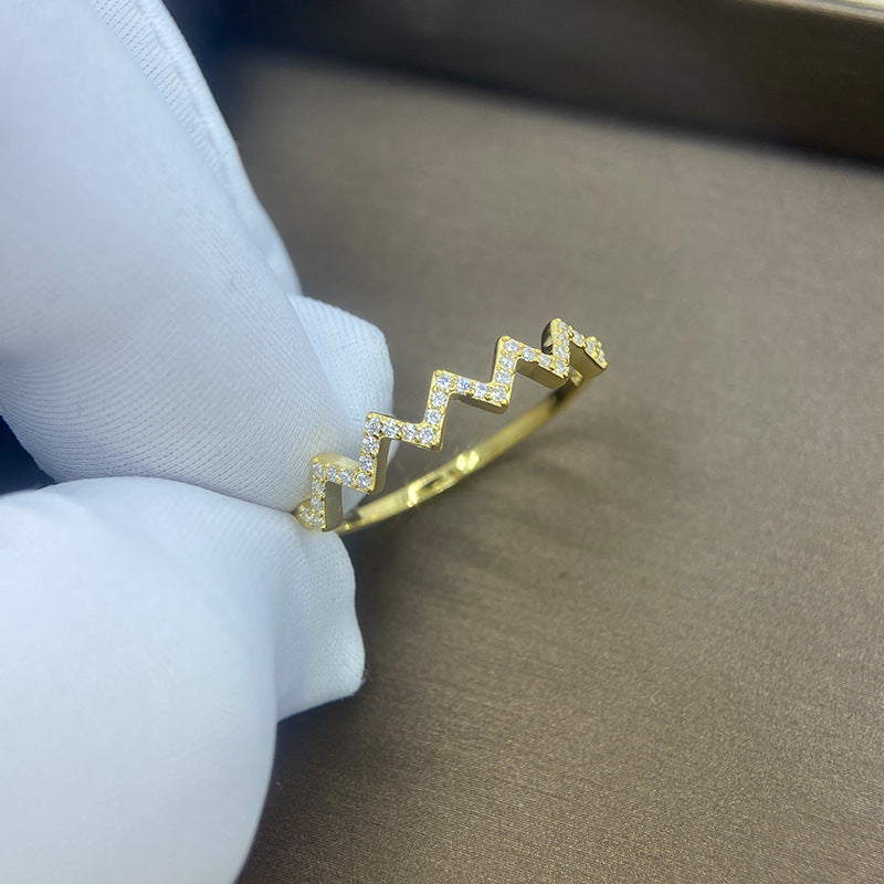 Wave Pattern Zircon Ring | Inspirational Gift for Daughter