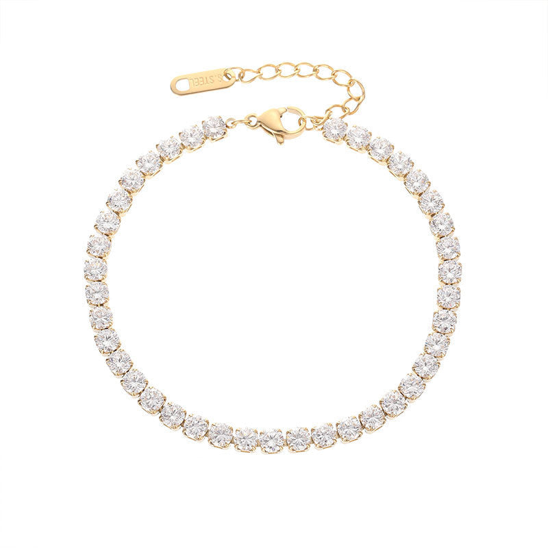 Full Diamond Titanium Steel Couple Bracelet | Gold and Steel